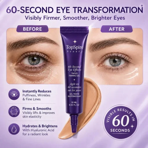 TopSpire 60 Second Effects Tinted Firming Gel - Under Eye Cream For Puffiness And Bags Under Eyes