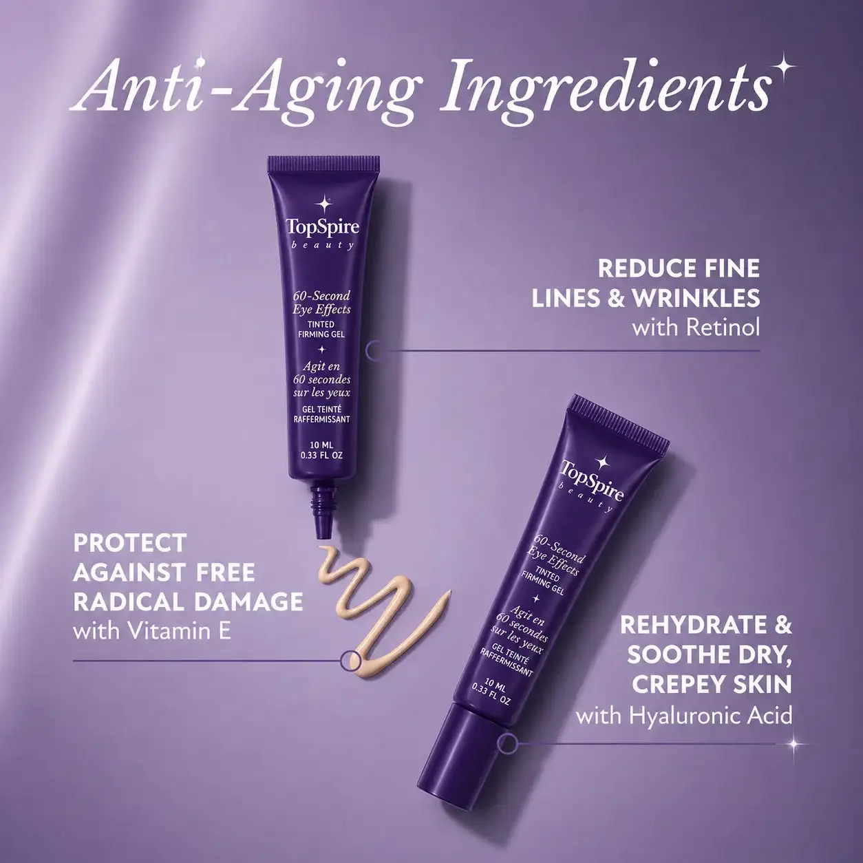 TopSpire 60 Second Effects Tinted Firming Gel - Under Eye Cream For Puffiness And Bags Under Eyes