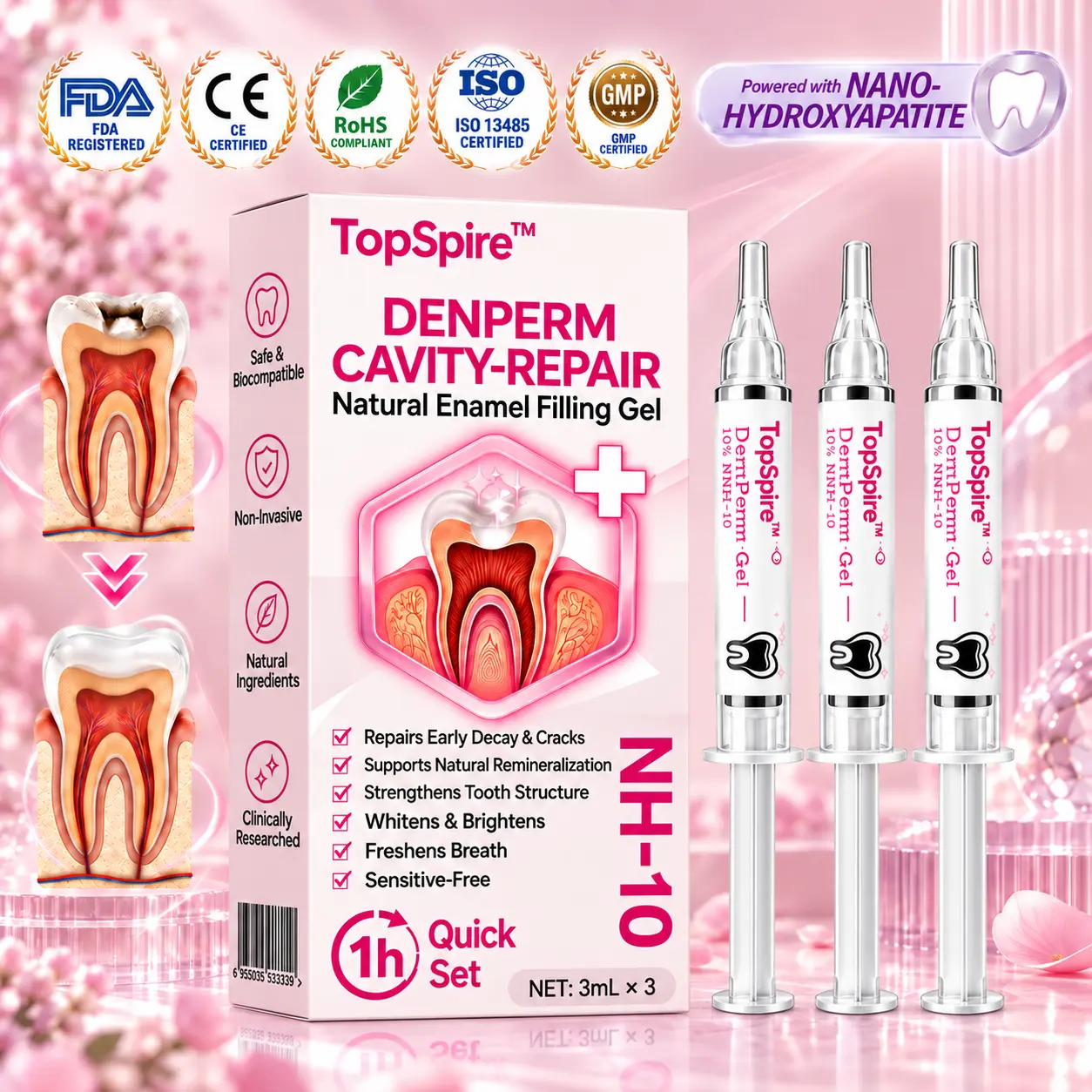 TopSpire™ DenPerm Cavity-Repair Natural Enamel Filling Gel